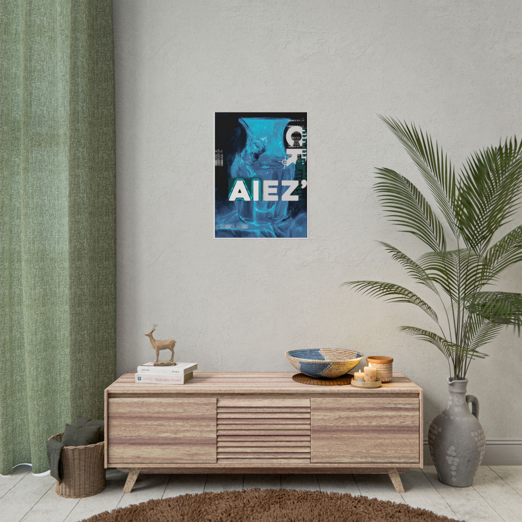 Abstract Blue Typography Poster — AIEZ' Rolled Art Print