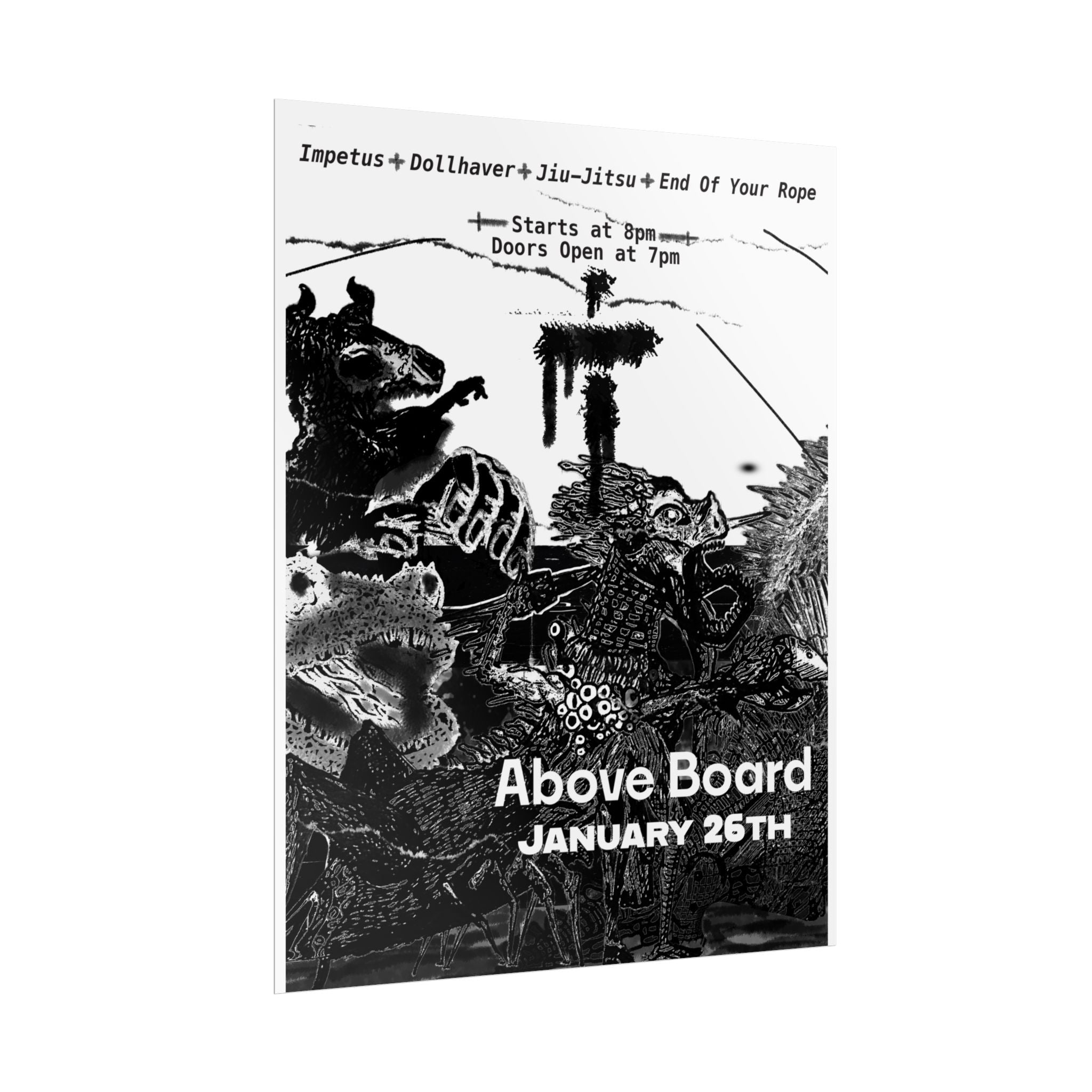 Above Board Concert Poster — Rolled Music Gig Poster (January 26th)