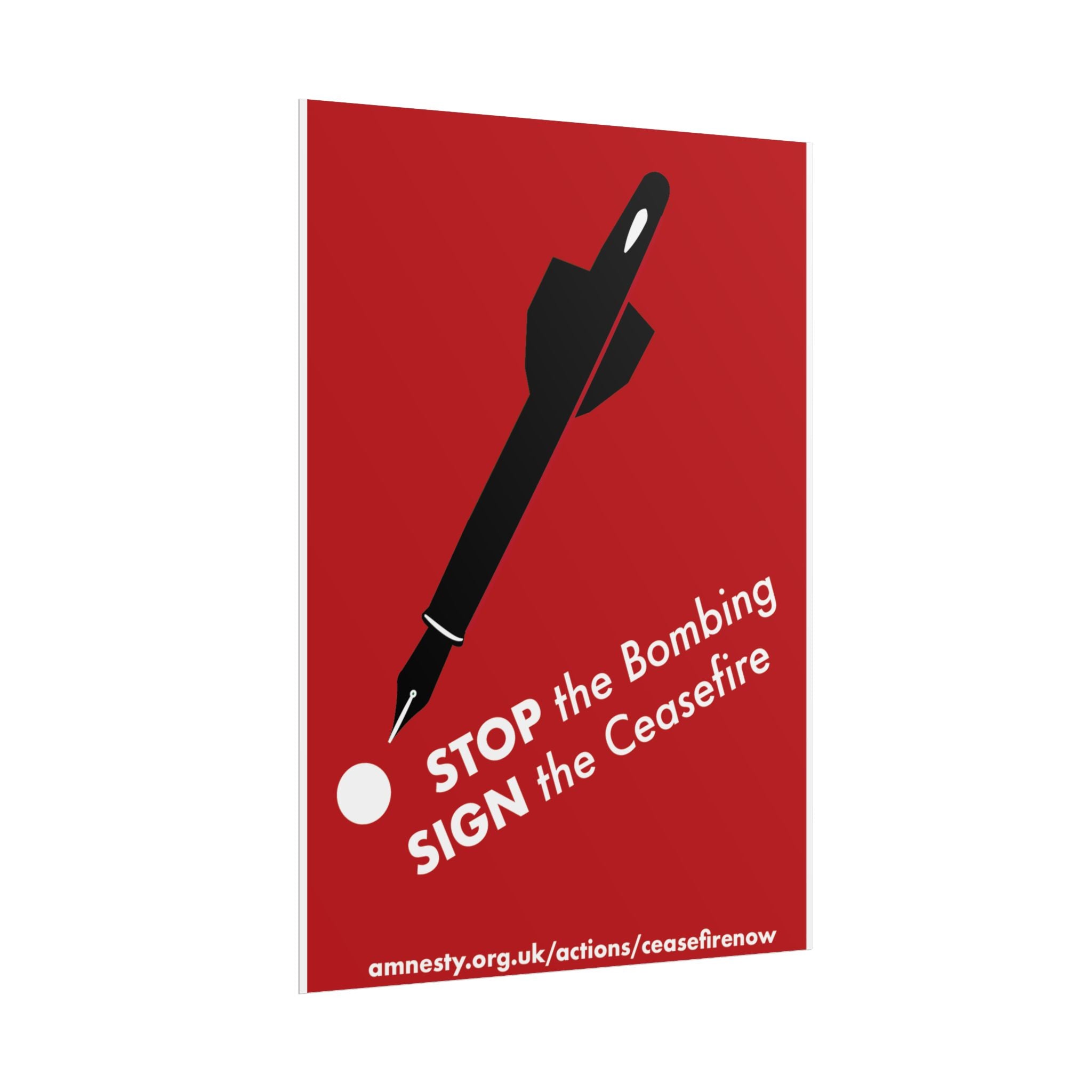 "STOP the Bombing, SIGN the Ceasefire" Amnesty Protest Print
