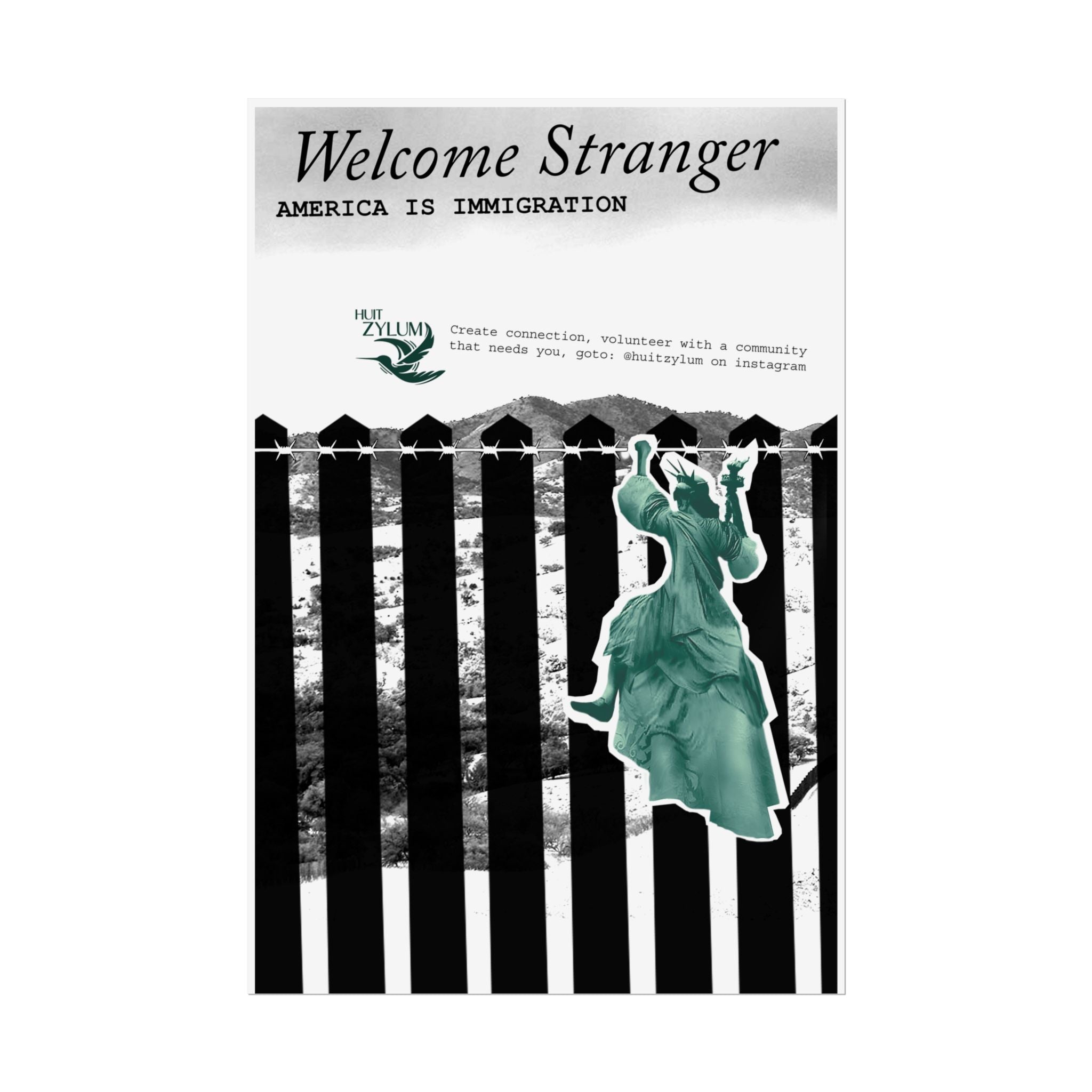 Welcome Stranger Immigration Poster — 'America Is Immigration' Rolled Poster
