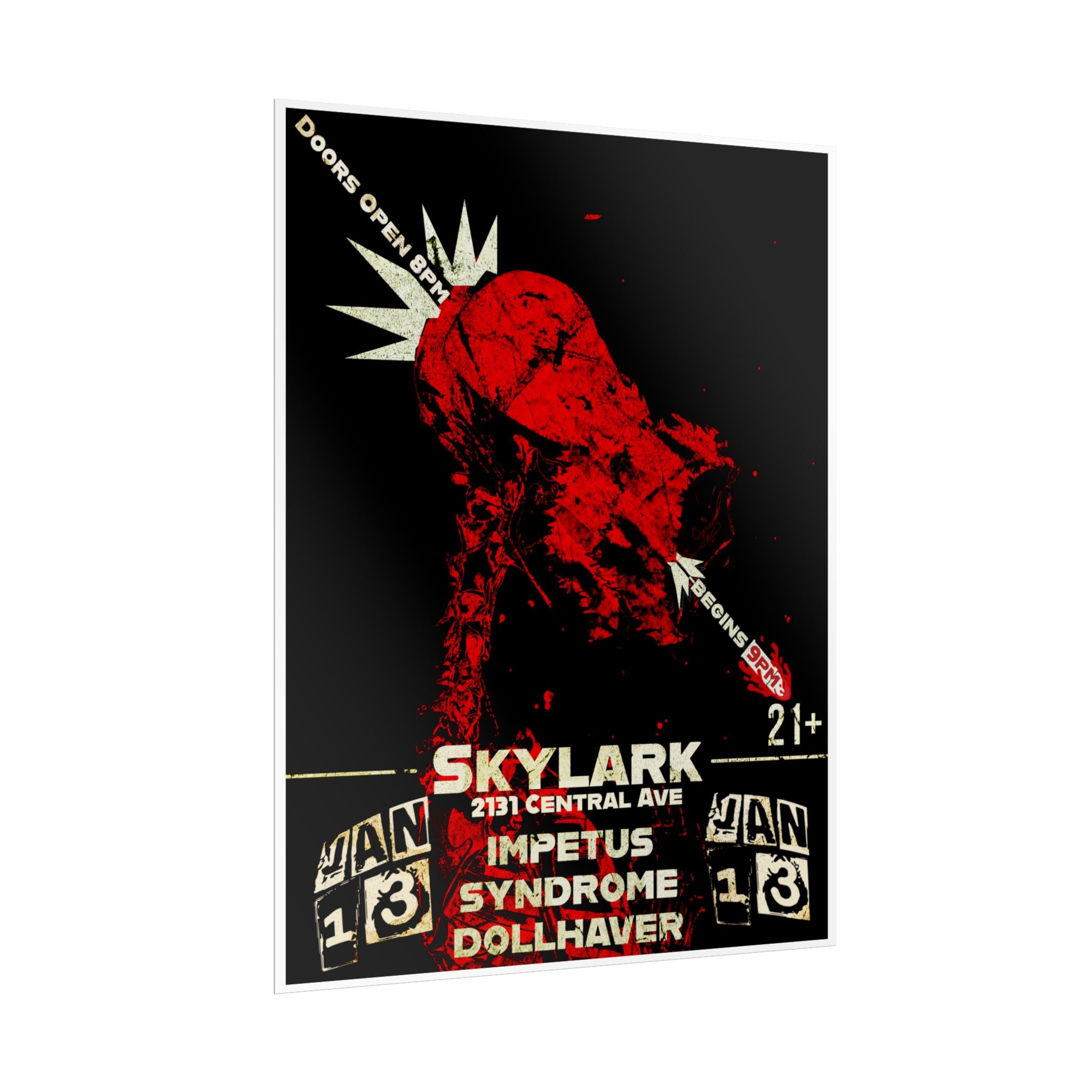 Rolled Poster — Skylark Concert Vintage Rock Gig Poster (Impetus Syndrome, Dollhaver)