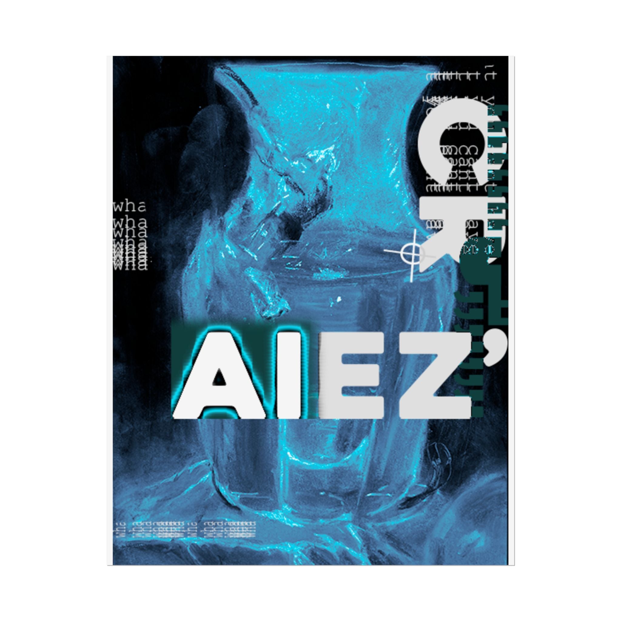 Abstract Blue Typography Poster — AIEZ' Rolled Art Print