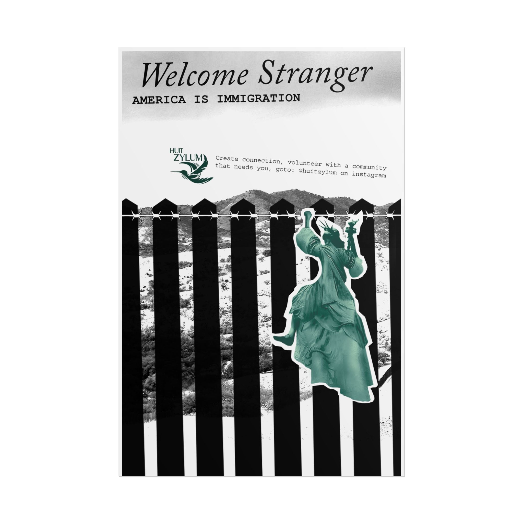 Welcome Stranger Immigration Poster — 'America Is Immigration' Rolled Poster