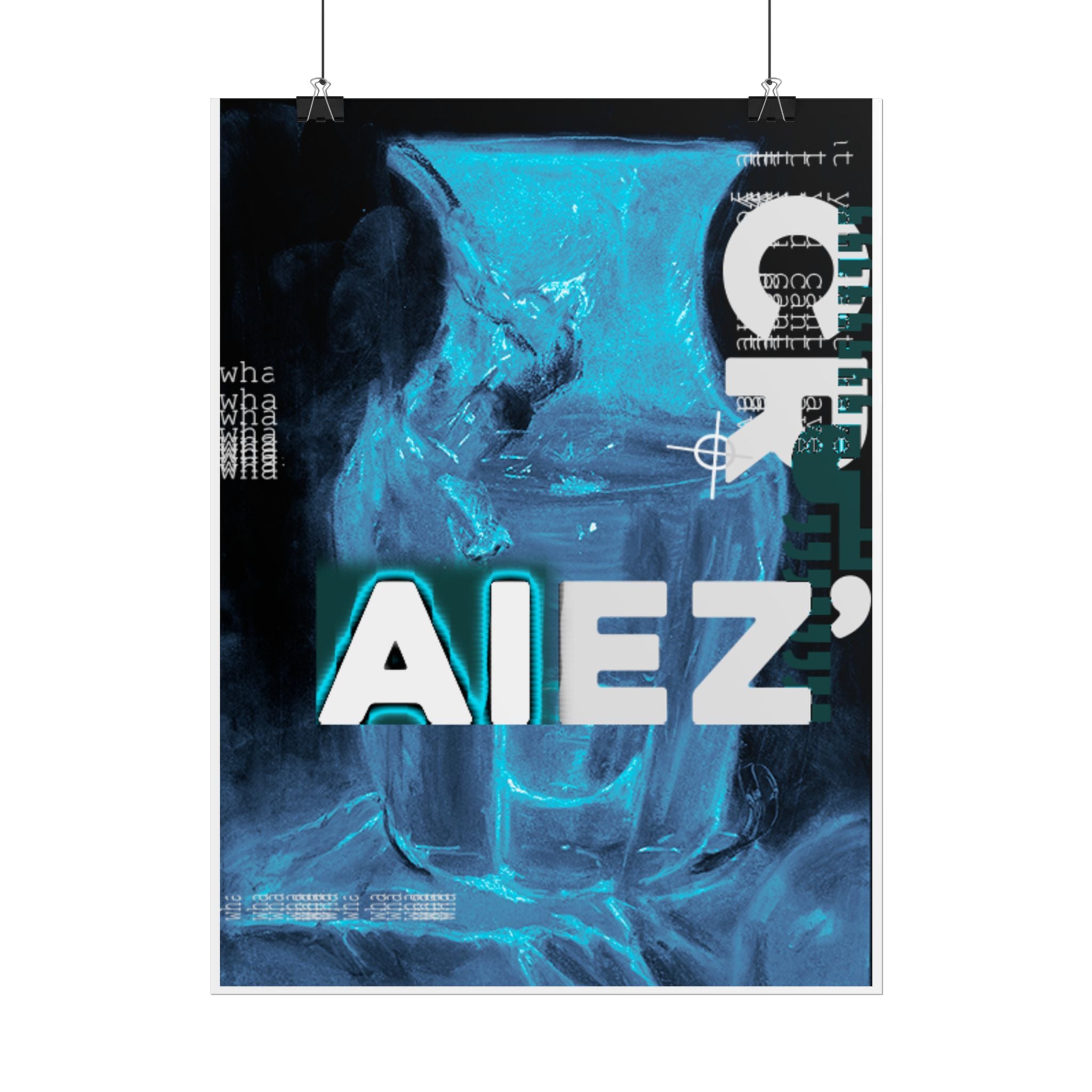 Abstract Blue Typography Poster — AIEZ' Rolled Art Print