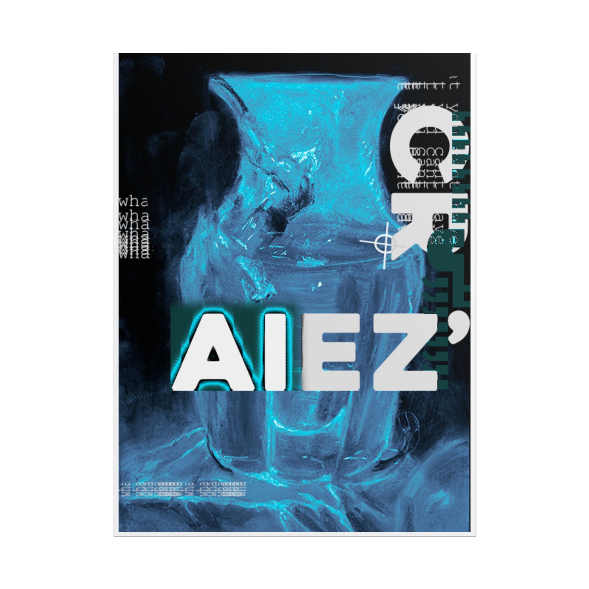 Abstract Blue Typography Poster — AIEZ' Rolled Art Print
