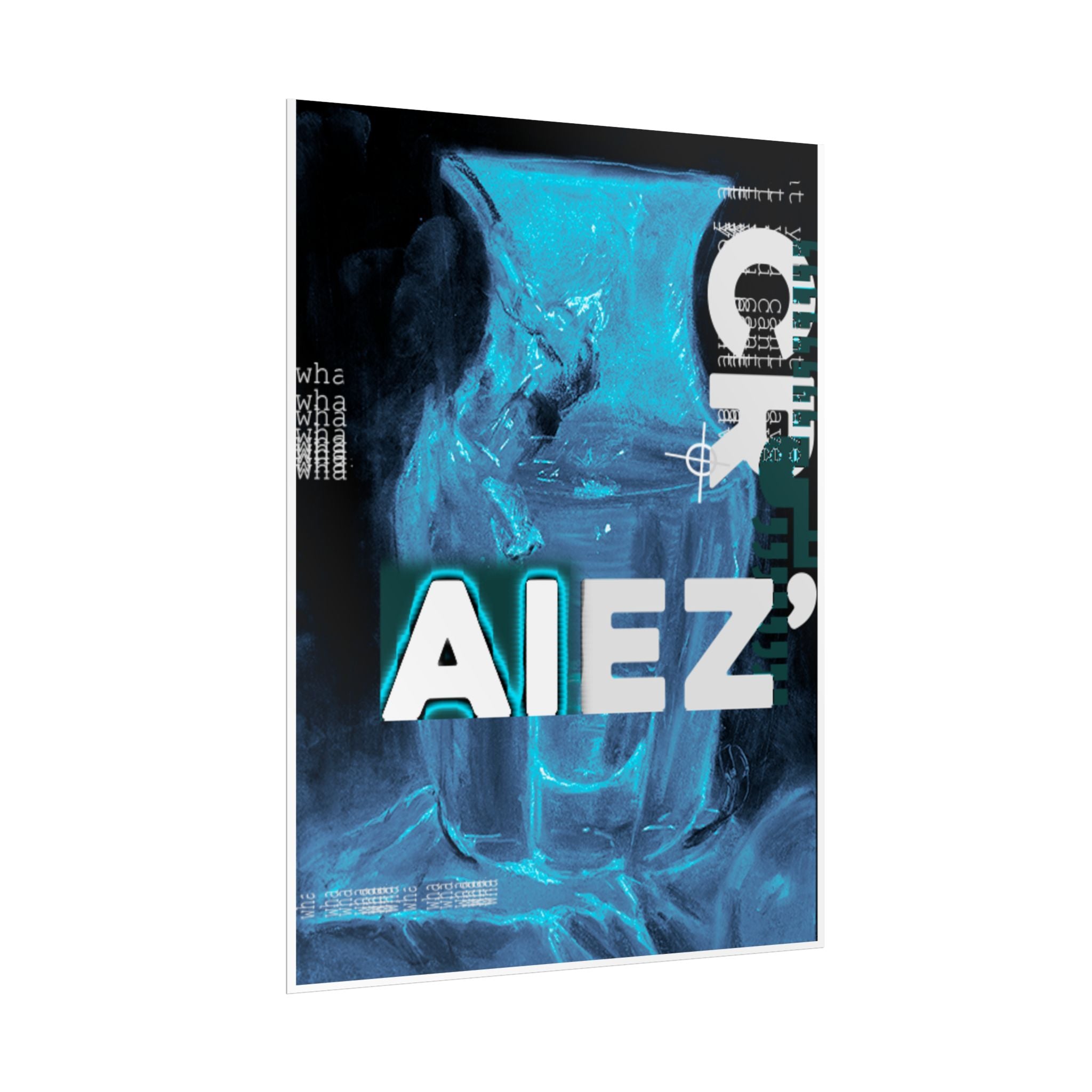 Abstract Blue Typography Poster — AIEZ' Rolled Art Print