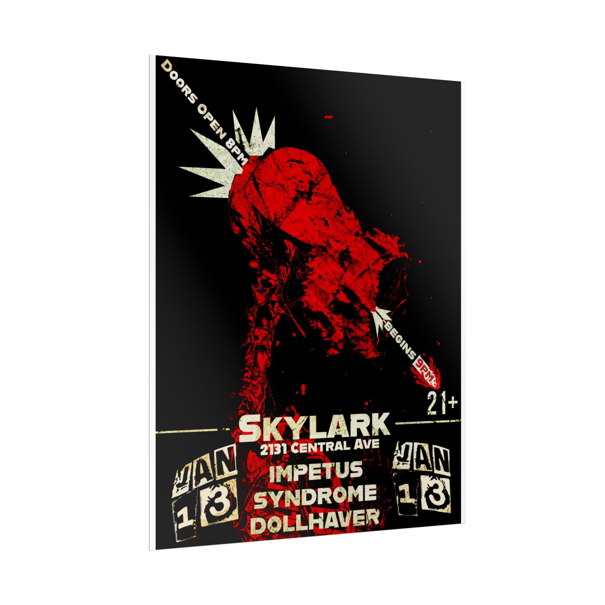 Rolled Poster — Skylark Concert Vintage Rock Gig Poster (Impetus Syndrome, Dollhaver)