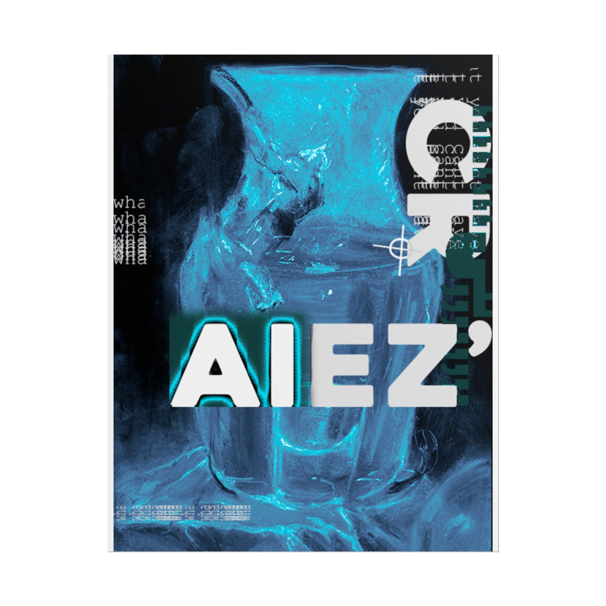 Abstract Blue Typography Poster — AIEZ' Rolled Art Print