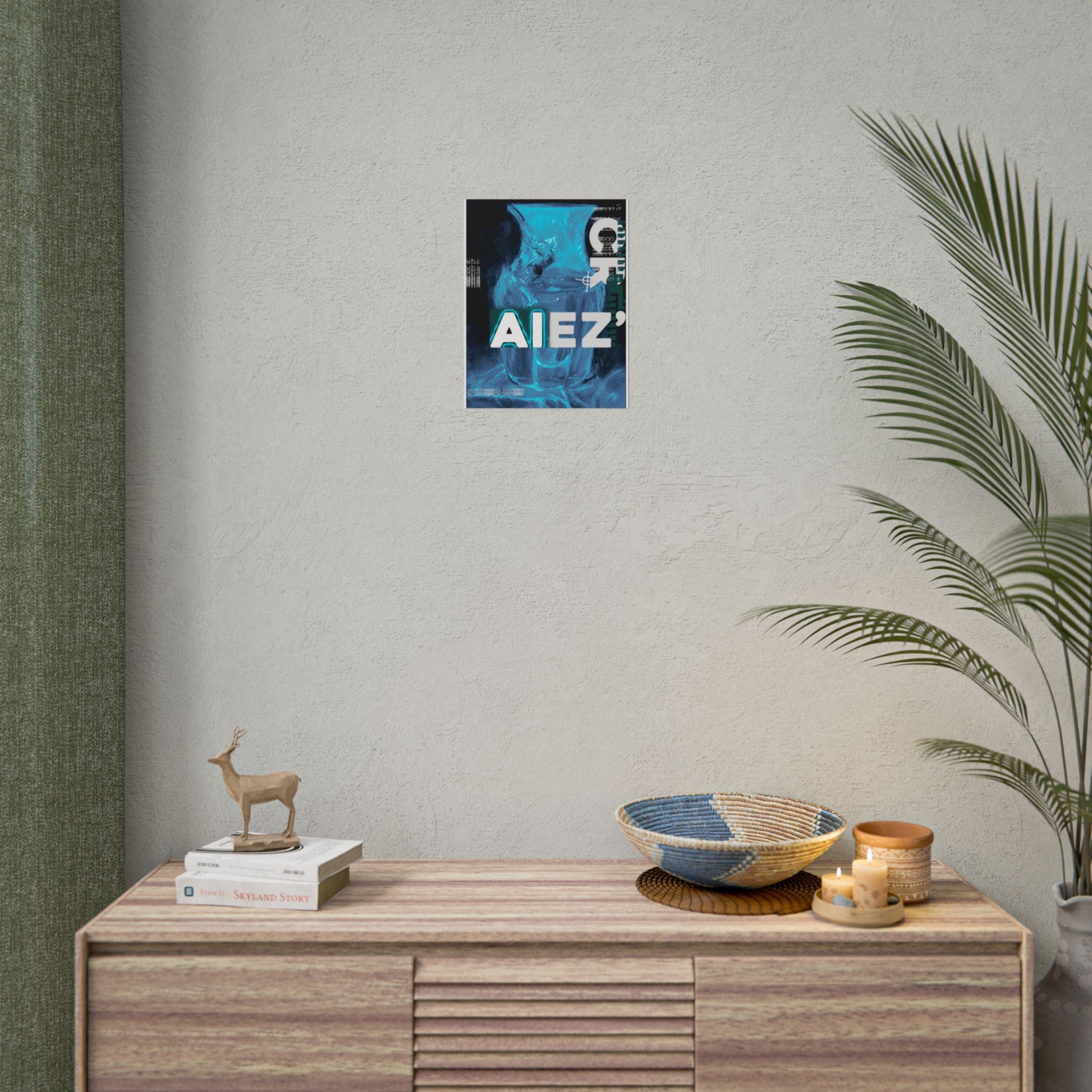 Abstract Blue Typography Poster — AIEZ' Rolled Art Print