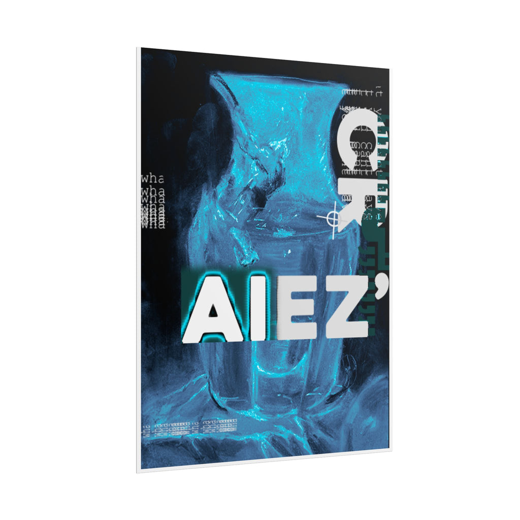 Abstract Blue Typography Poster — AIEZ' Rolled Art Print