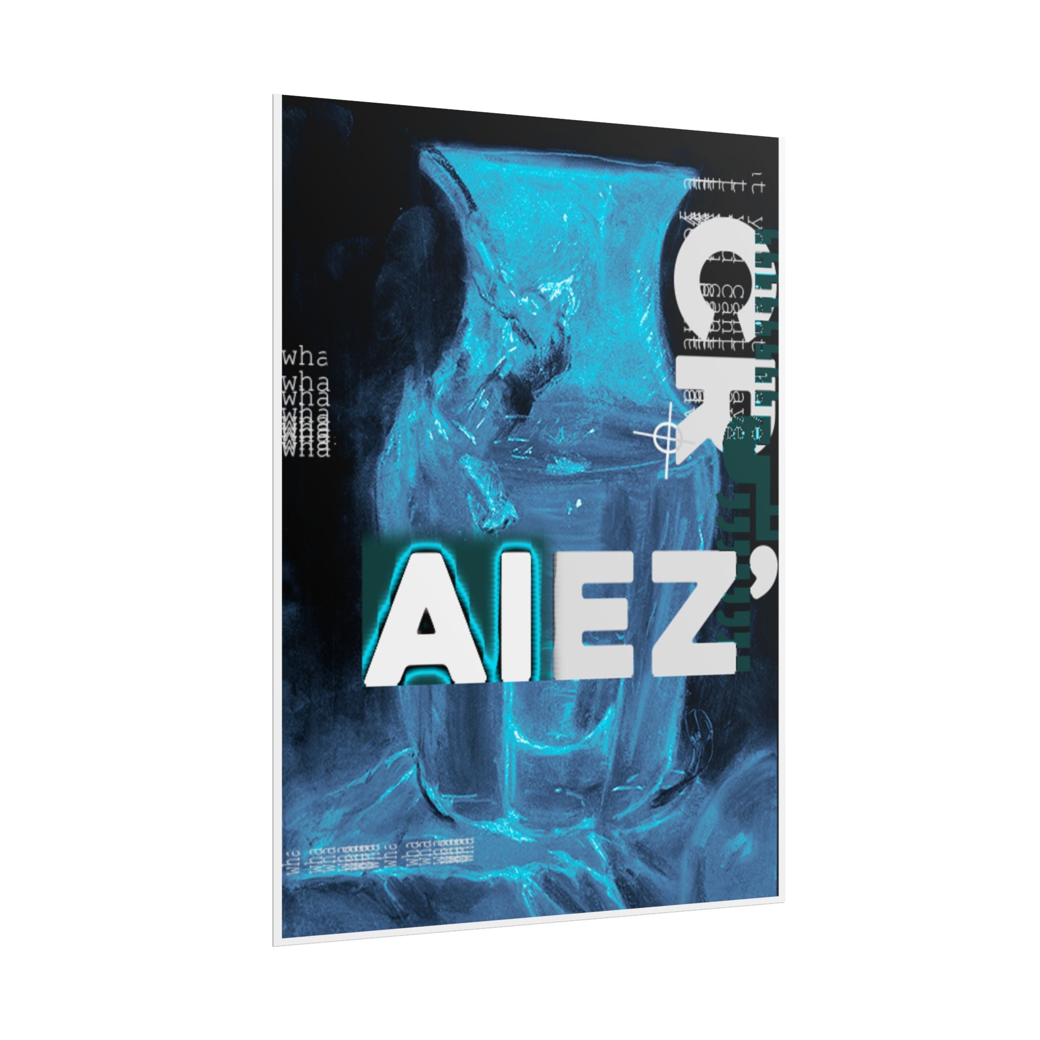 Abstract Blue Typography Poster — AIEZ' Rolled Art Print