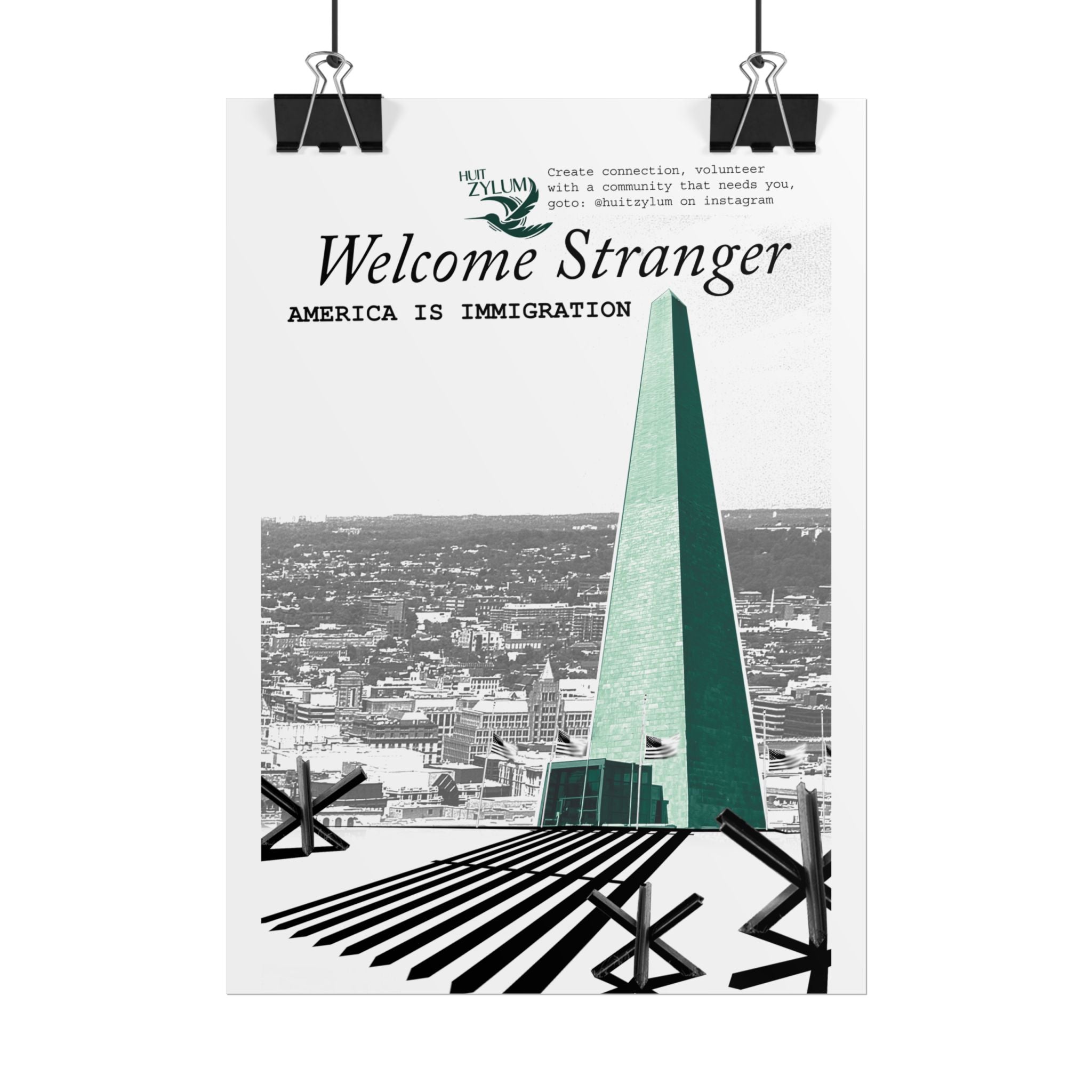 Rolled Poster — "Welcome Stranger: America Is Immigration" Retro City Art Print