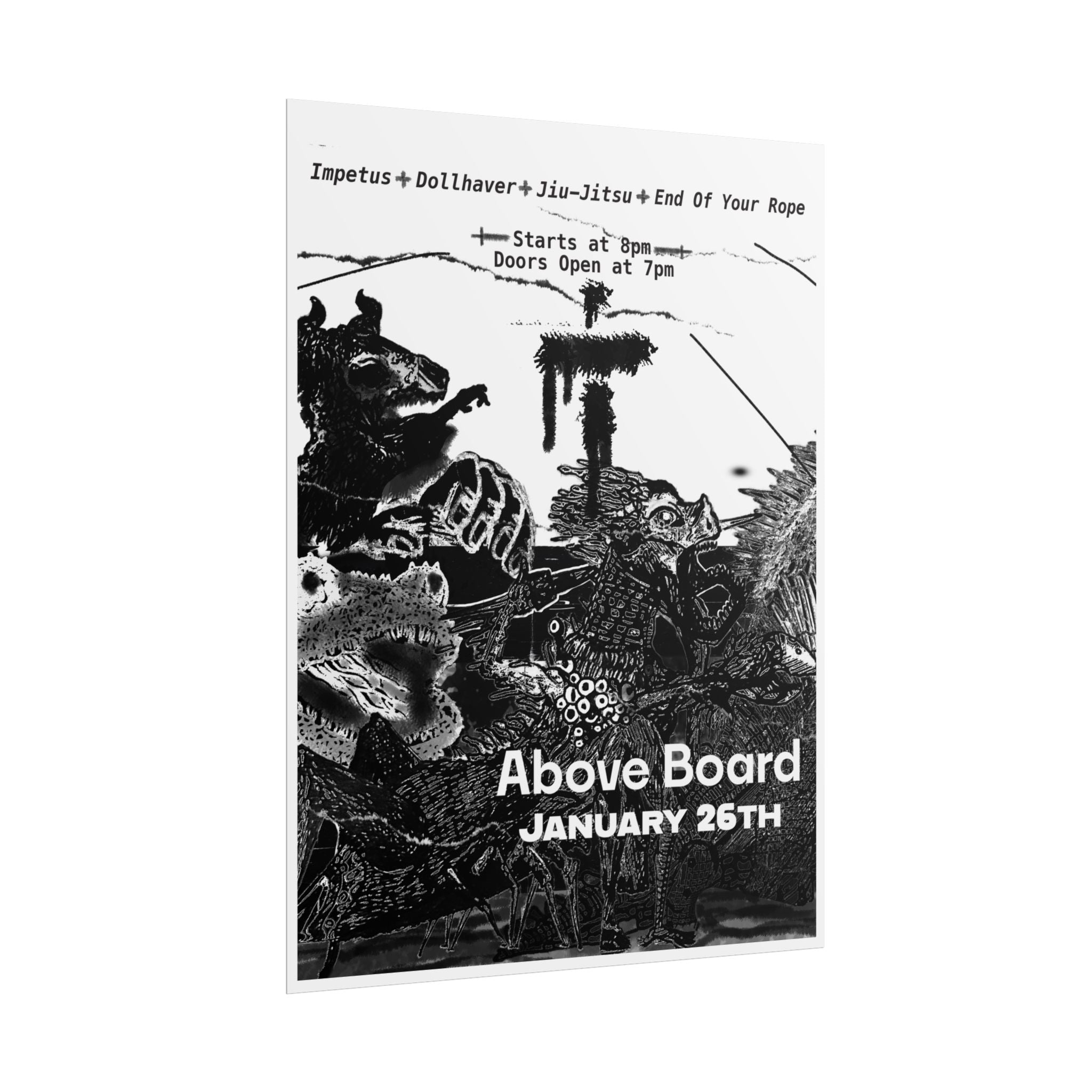 Above Board Concert Poster — Rolled Music Gig Poster (January 26th)