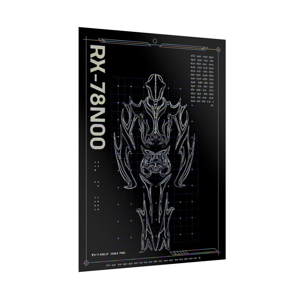 RX-78N00 Blueprint Poster — Sci‑Fi Mech Art Rolled Poster
