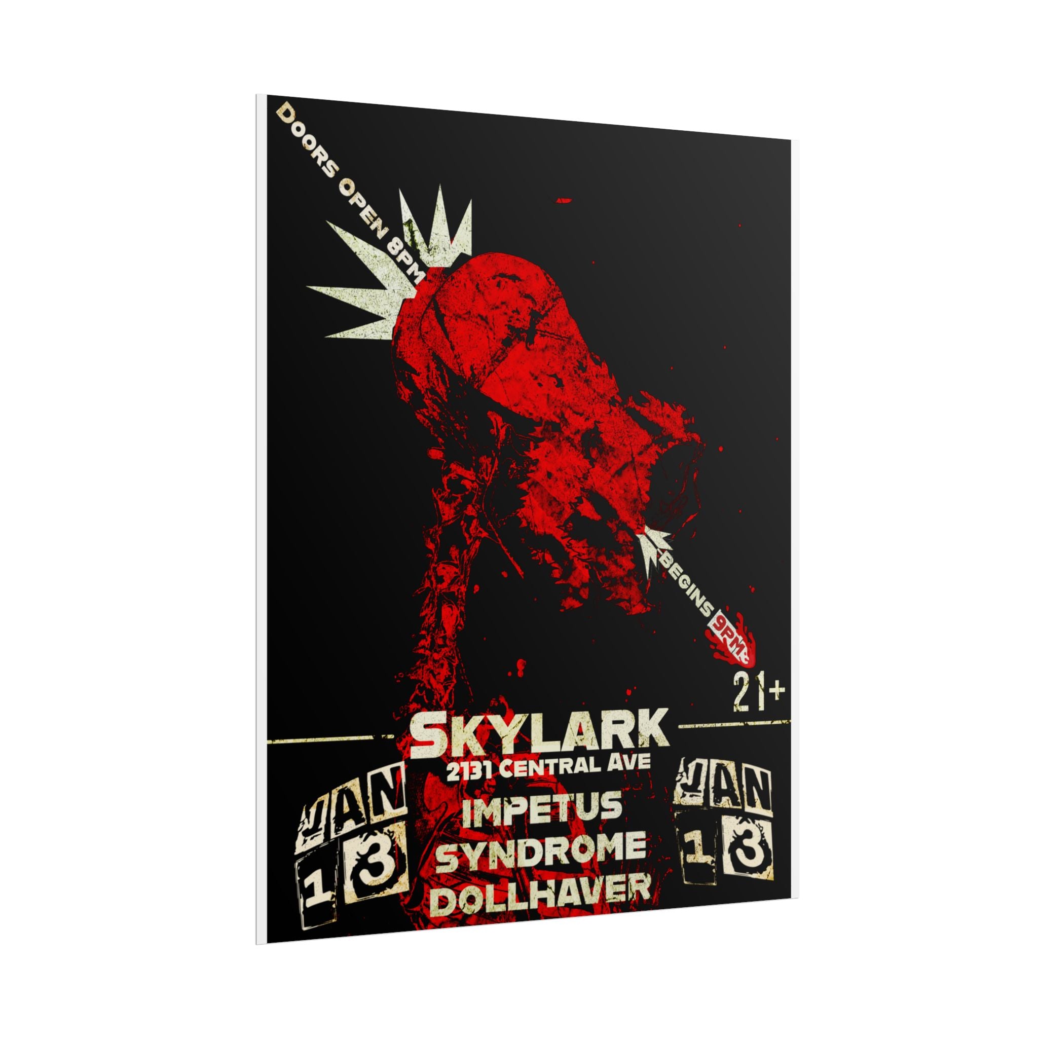 Rolled Poster — Skylark Concert Vintage Rock Gig Poster (Impetus Syndrome, Dollhaver)