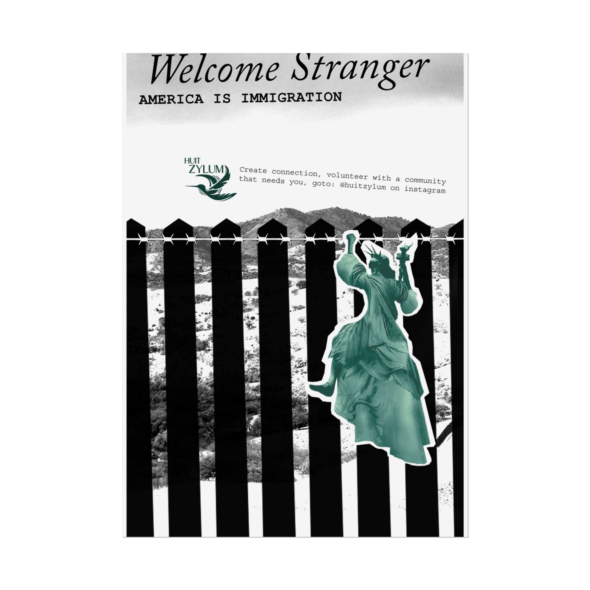 Welcome Stranger Immigration Poster — 'America Is Immigration' Rolled Poster