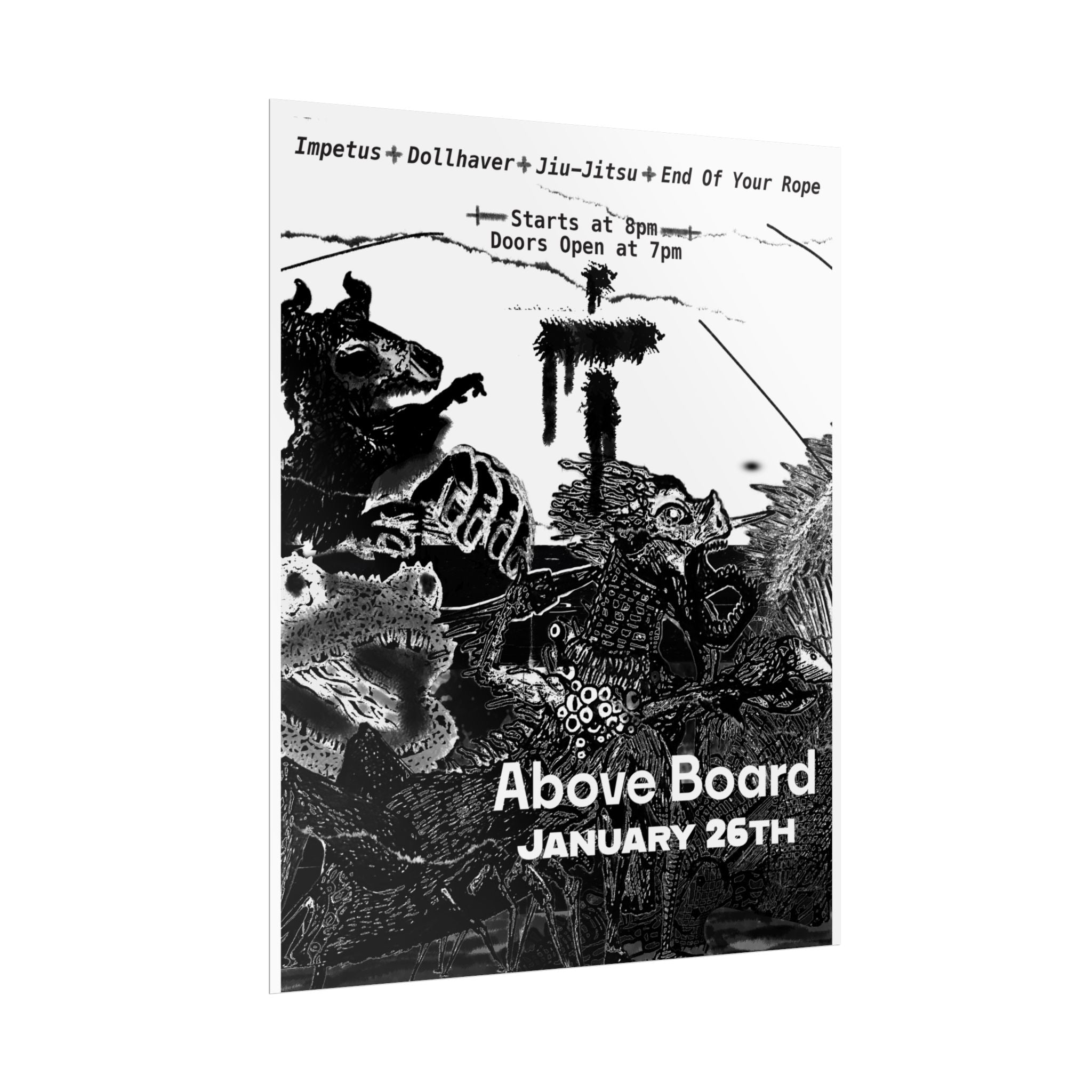 Above Board Concert Poster — Rolled Music Gig Poster (January 26th)