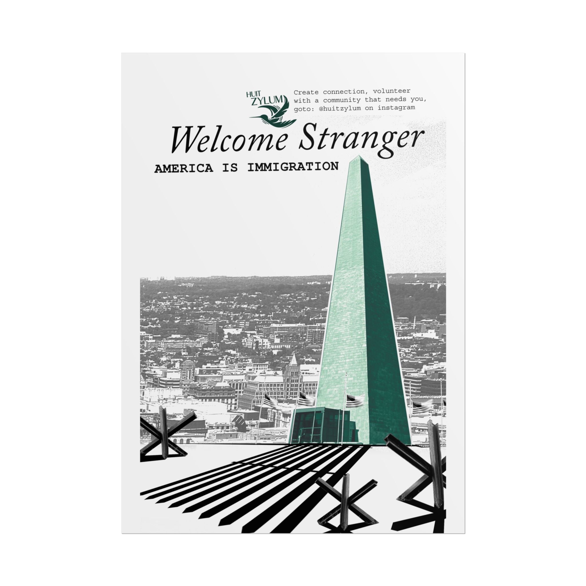 Rolled Poster — "Welcome Stranger: America Is Immigration" Retro City Art Print