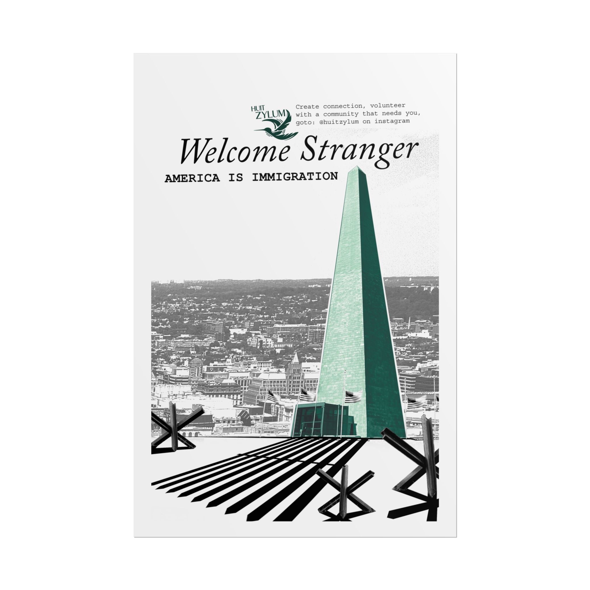 Rolled Poster — "Welcome Stranger: America Is Immigration" Retro City Art Print