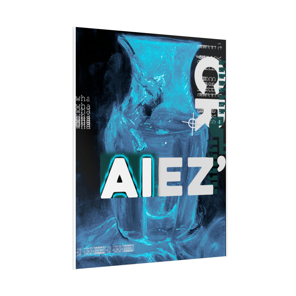 Abstract Blue Typography Poster — AIEZ' Rolled Art Print