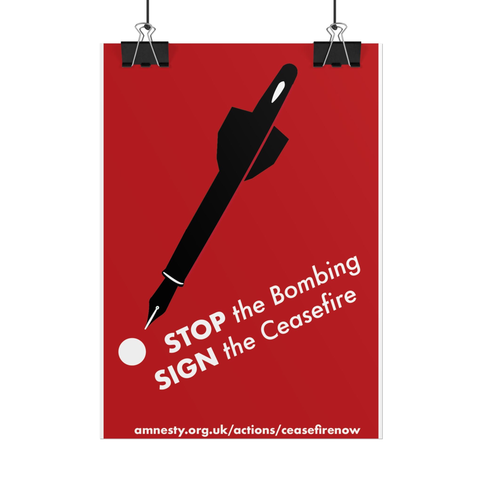 "STOP the Bombing, SIGN the Ceasefire" Amnesty Protest Print