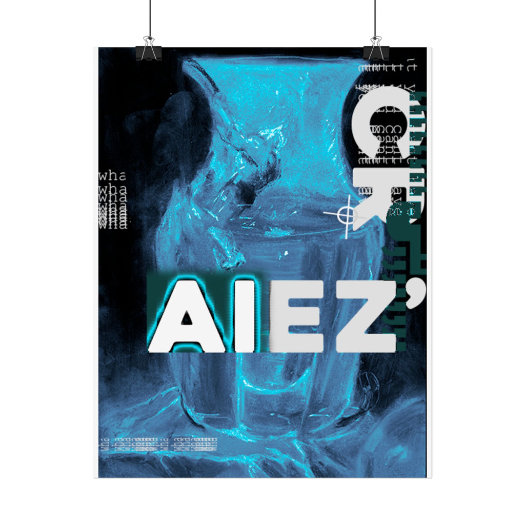Abstract Blue Typography Poster — AIEZ' Rolled Art Print