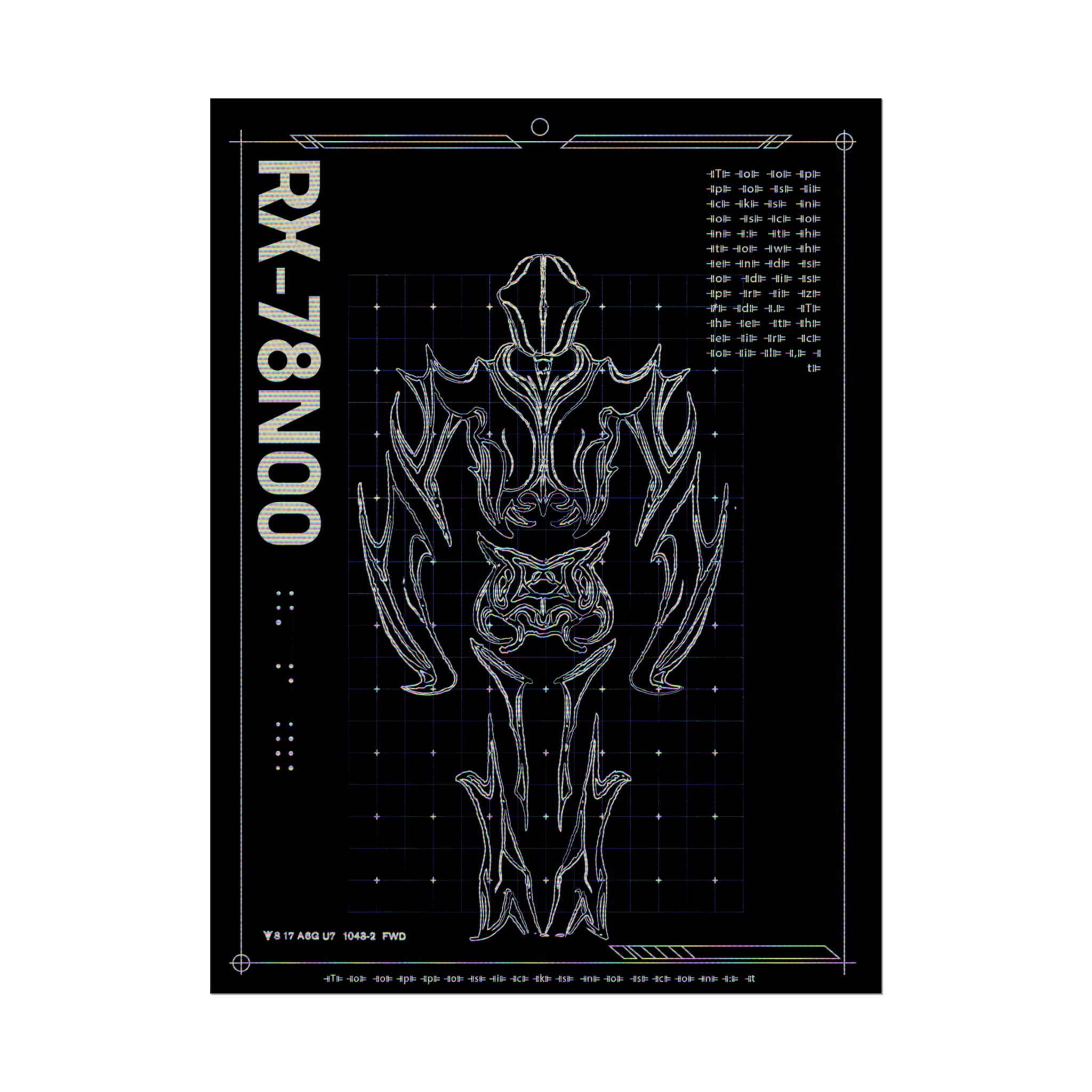 RX-78N00 Blueprint Poster — Sci‑Fi Mech Art Rolled Poster