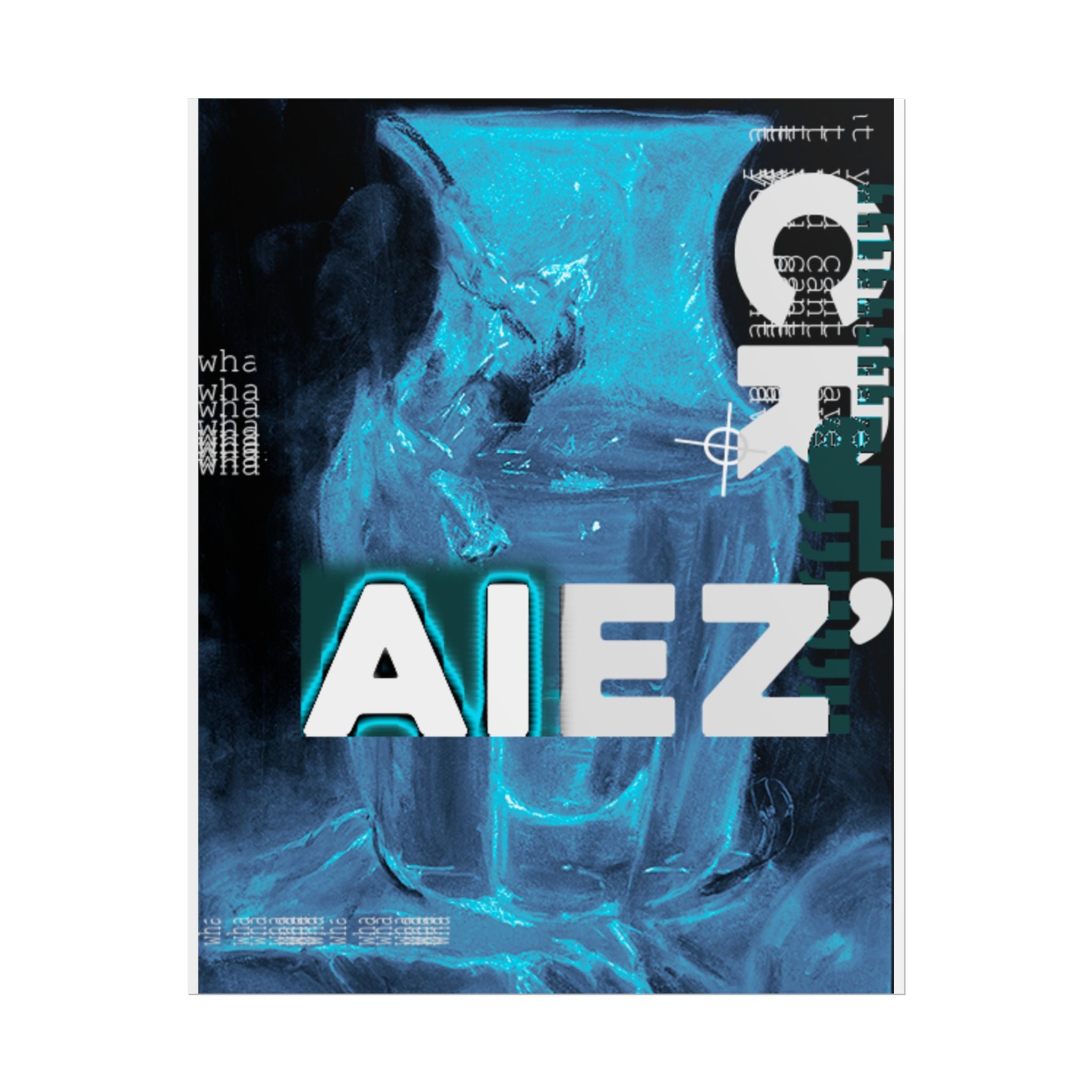 Abstract Blue Typography Poster — AIEZ' Rolled Art Print