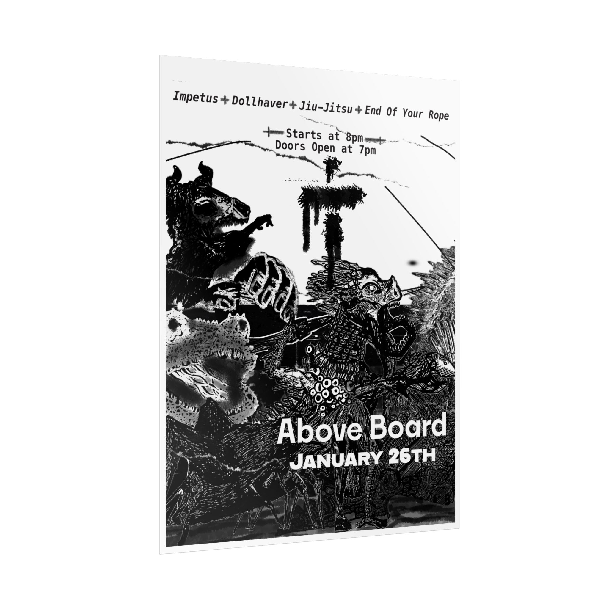 Above Board Concert Poster — Rolled Music Gig Poster (January 26th)