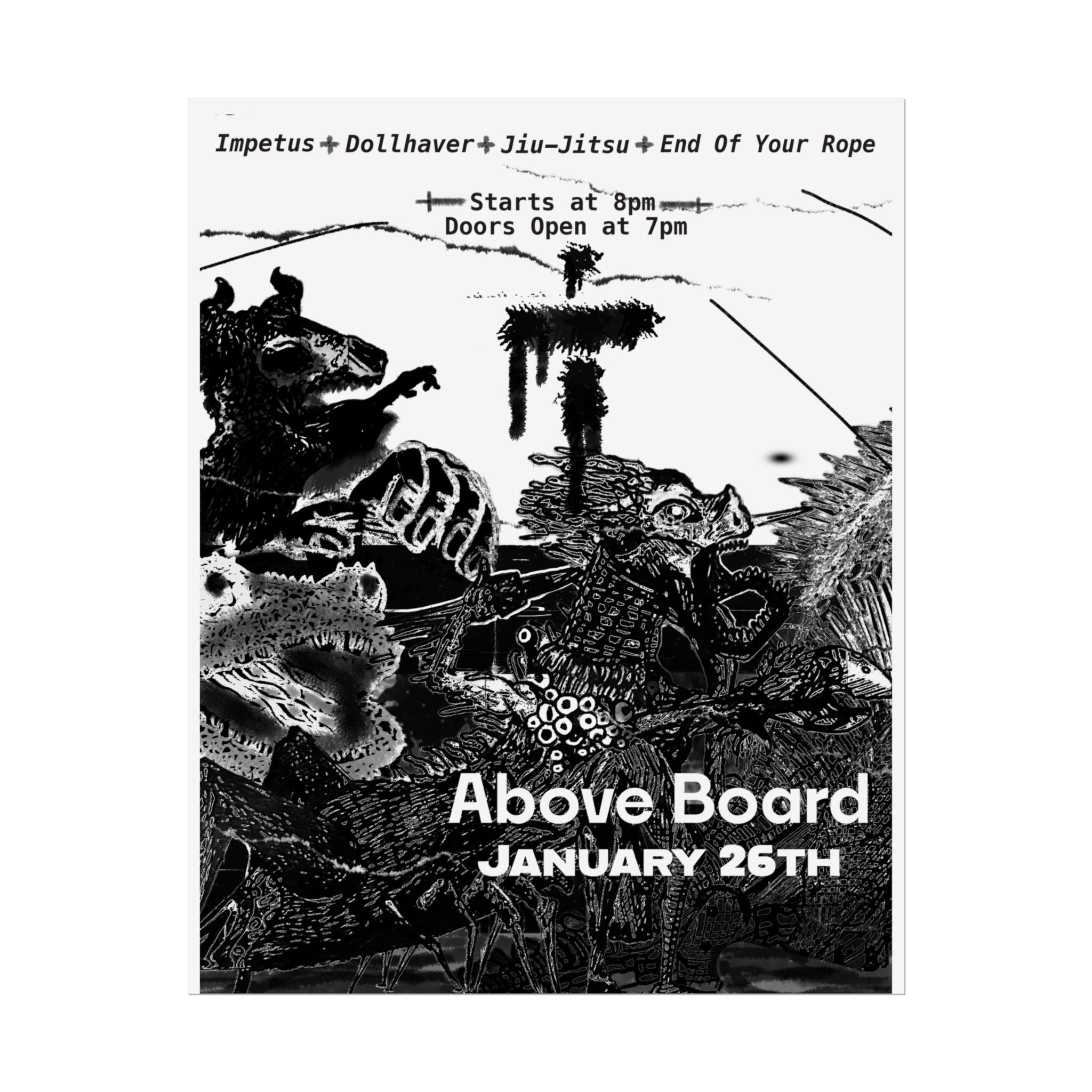 Above Board Concert Poster — Rolled Music Gig Poster (January 26th)