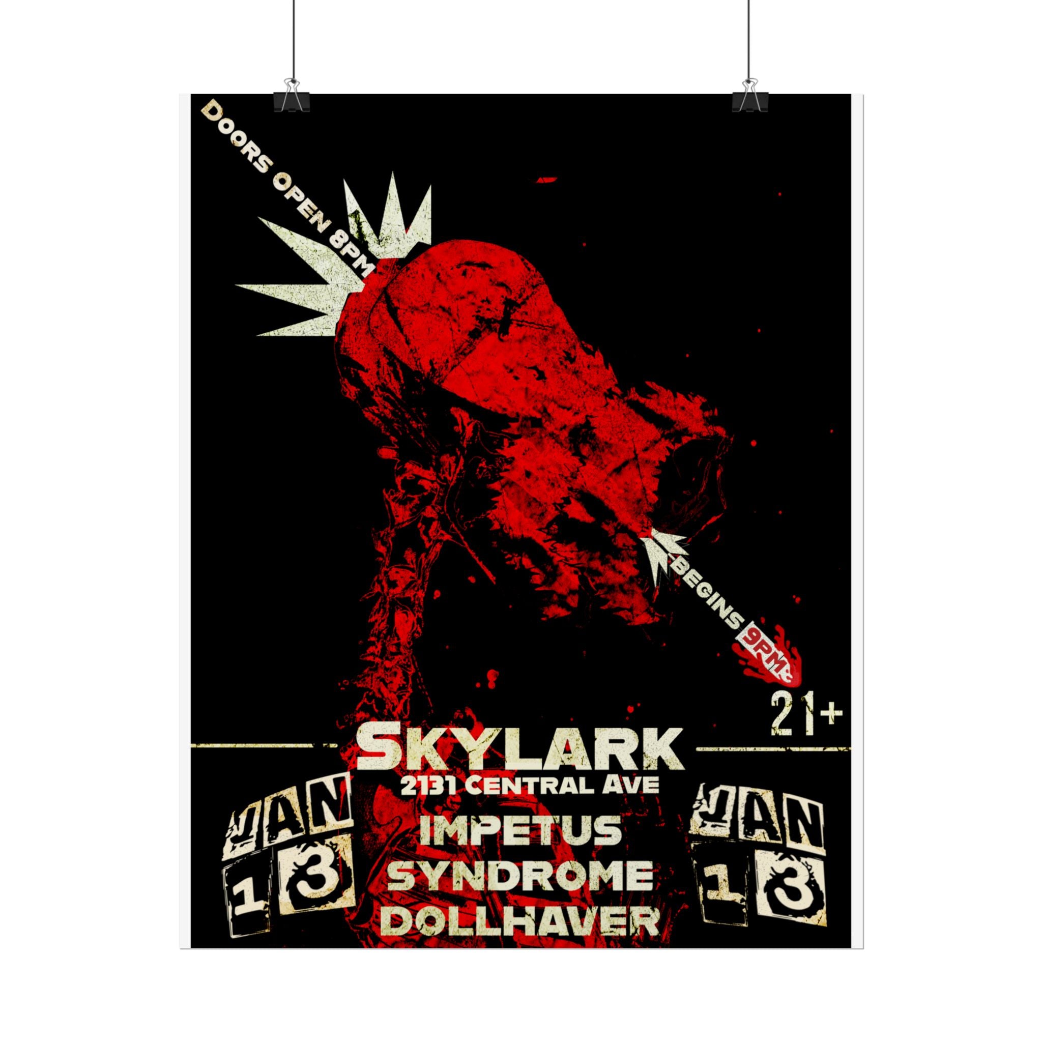 Rolled Poster — Skylark Concert Vintage Rock Gig Poster (Impetus Syndrome, Dollhaver)