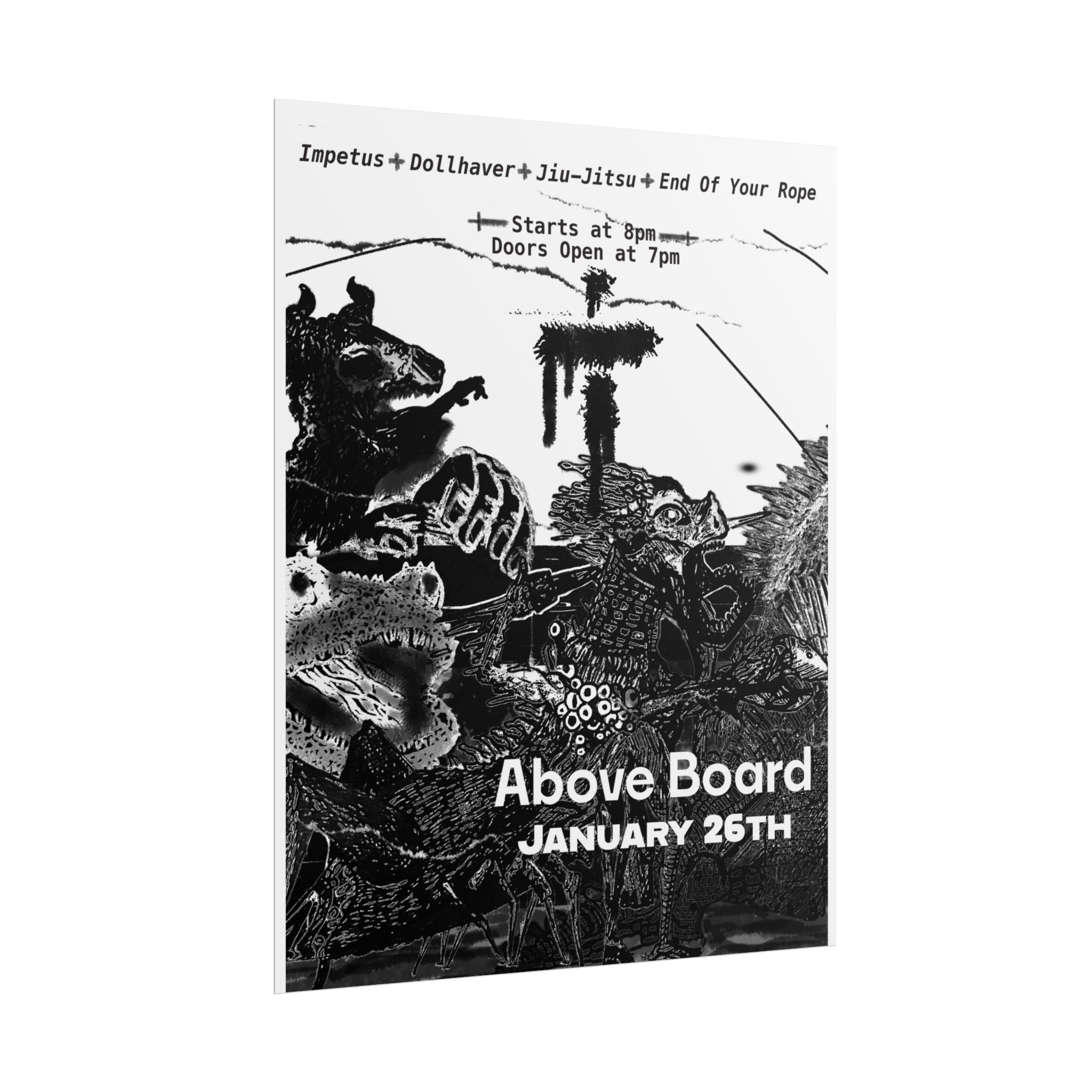 Above Board Concert Poster — Rolled Music Gig Poster (January 26th)