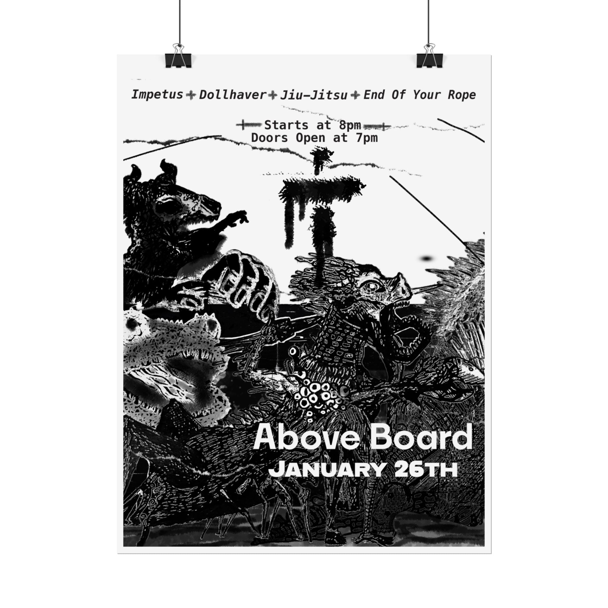Above Board Concert Poster — Rolled Music Gig Poster (January 26th)