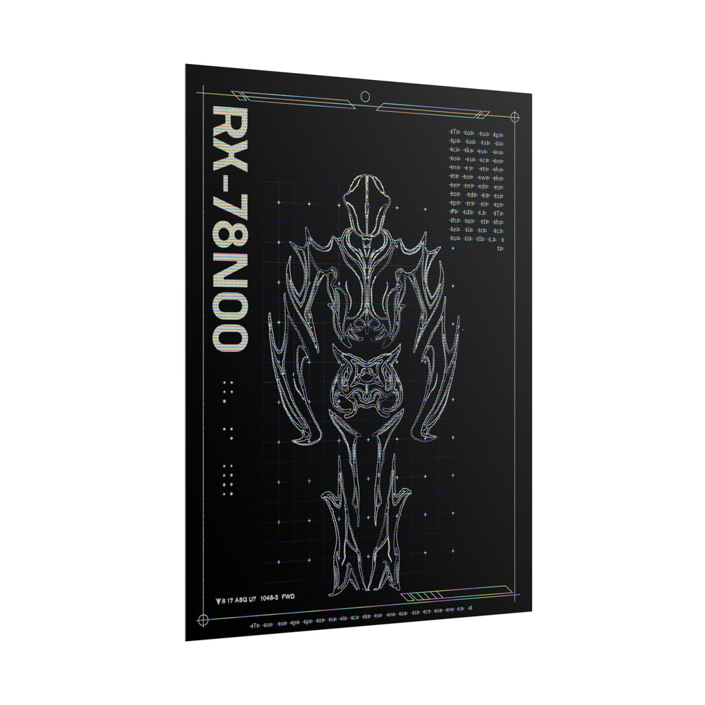 RX-78N00 Blueprint Poster — Sci‑Fi Mech Art Rolled Poster