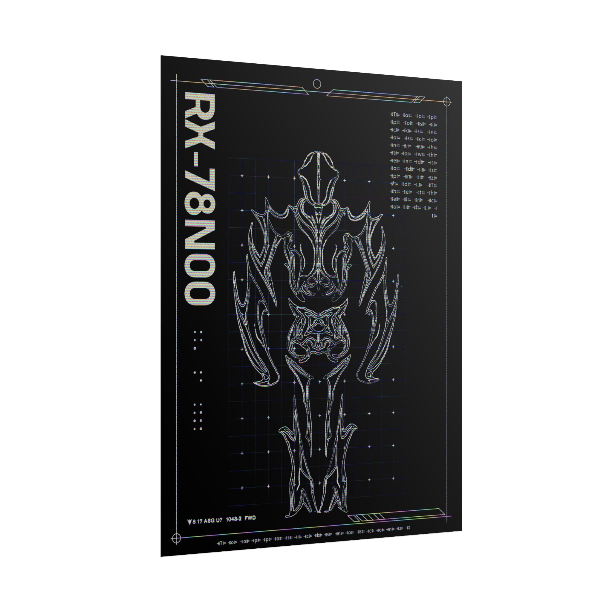 RX-78N00 Blueprint Poster — Sci‑Fi Mech Art Rolled Poster