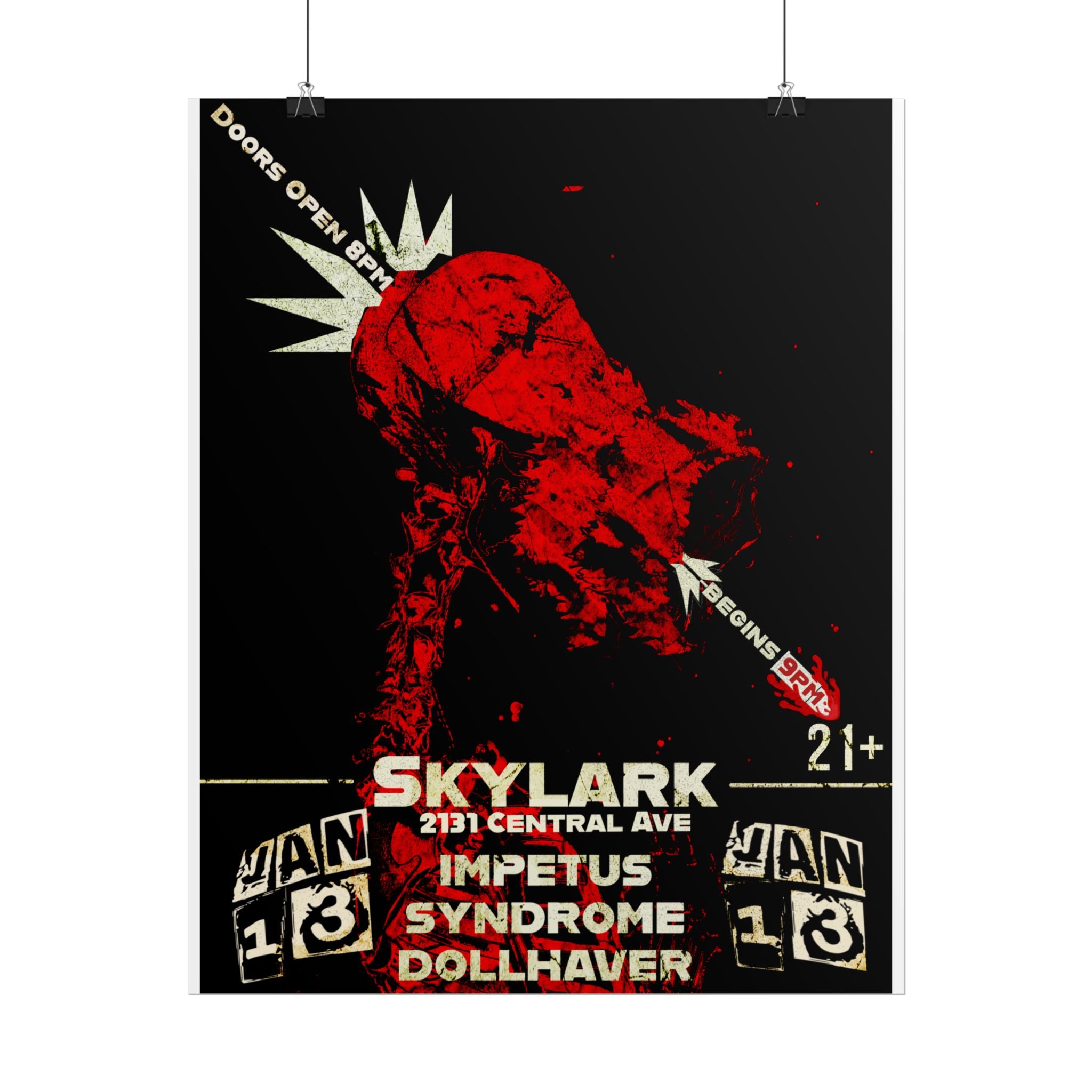 Rolled Poster — Skylark Concert Vintage Rock Gig Poster (Impetus Syndrome, Dollhaver)