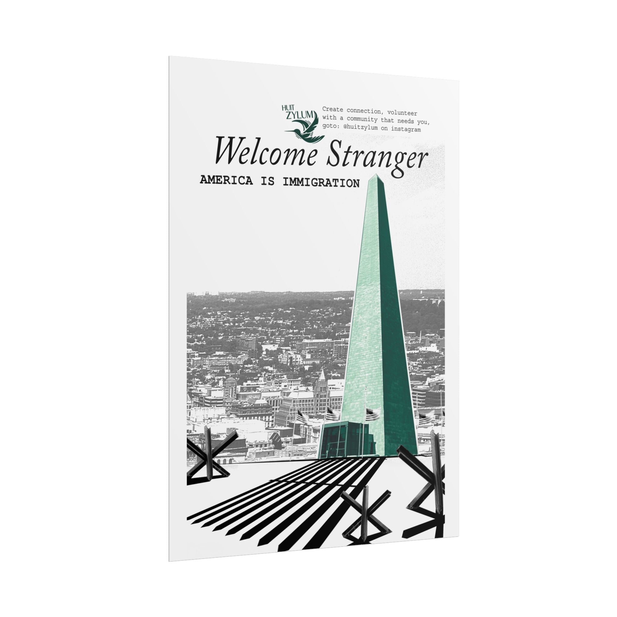 Rolled Poster — "Welcome Stranger: America Is Immigration" Retro City Art Print