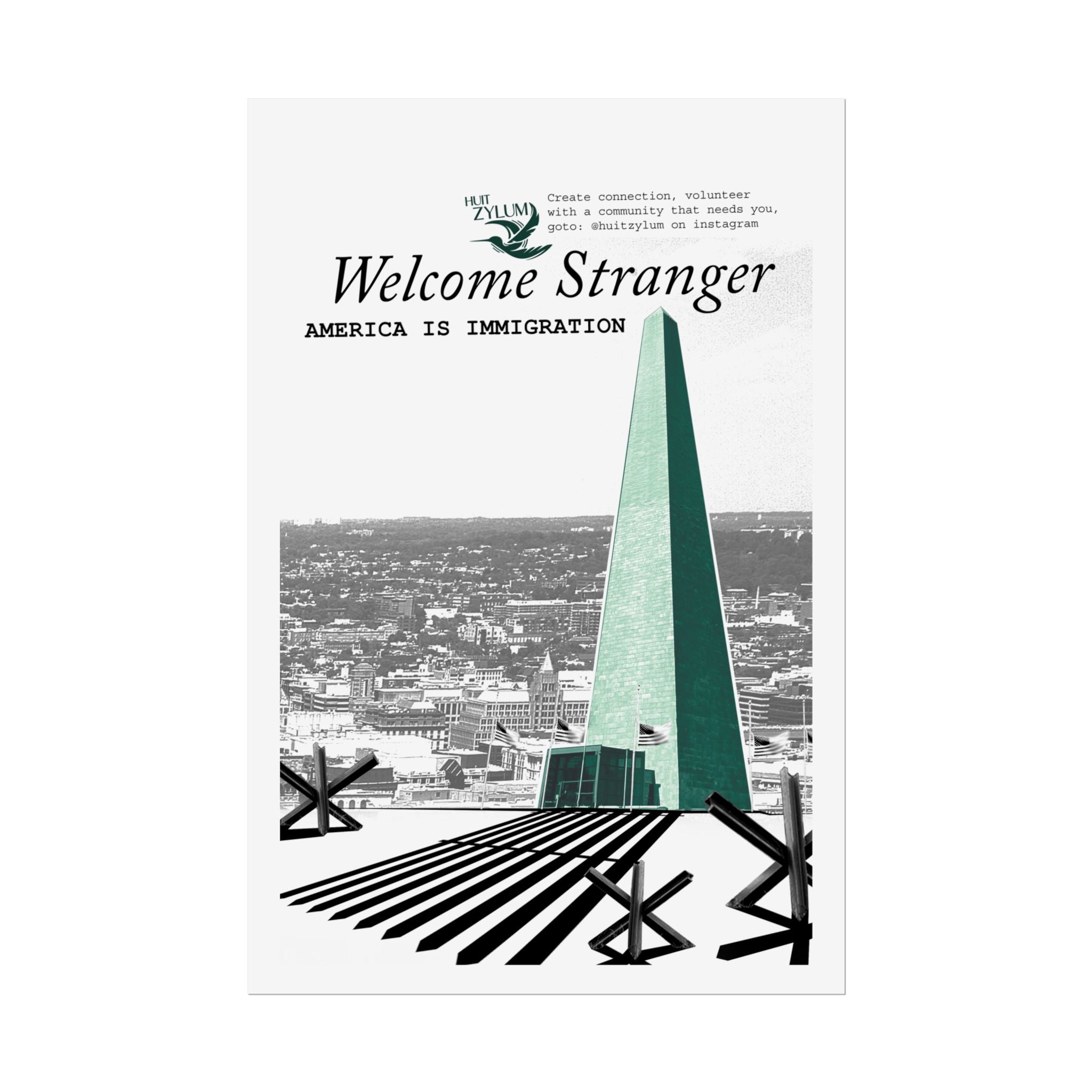Rolled Poster — "Welcome Stranger: America Is Immigration" Retro City Art Print